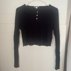 Topshop Black Long Sleeve Shirt